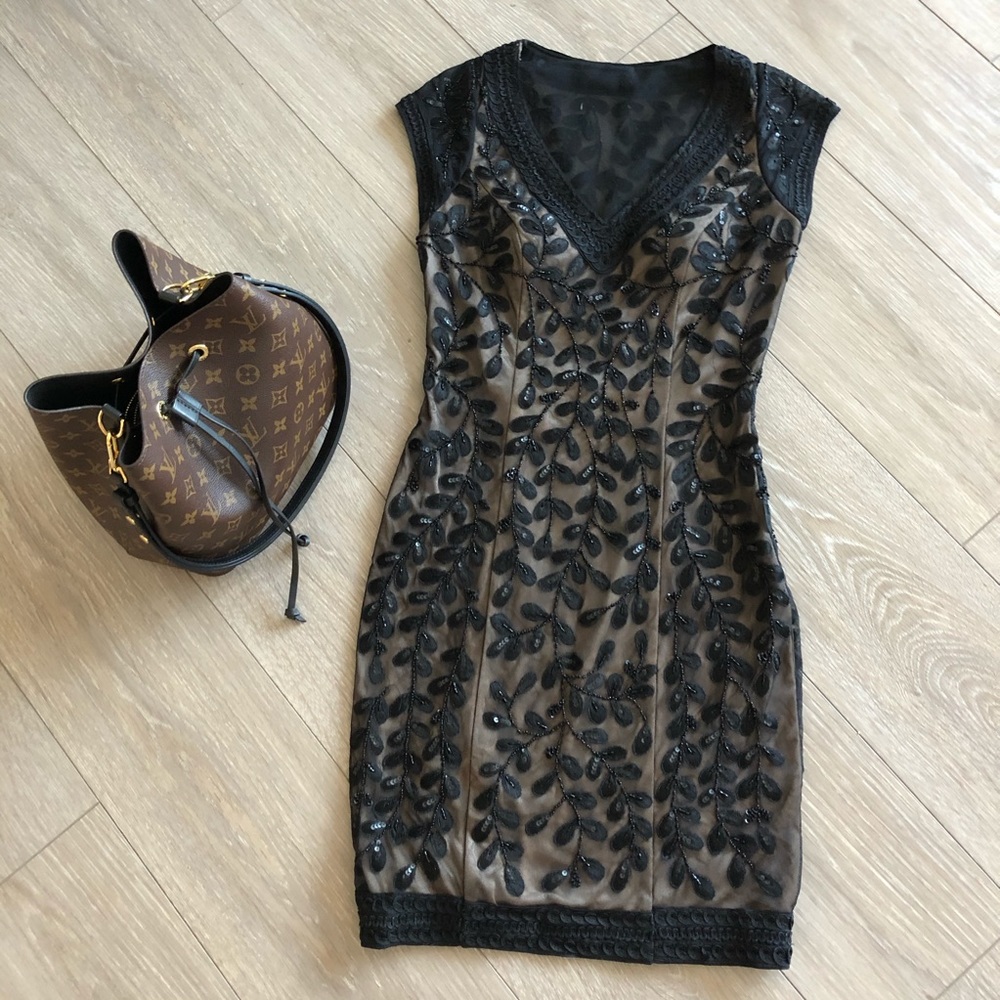 Sue Wong Sequin Beaded Lined Dress Sleeveless